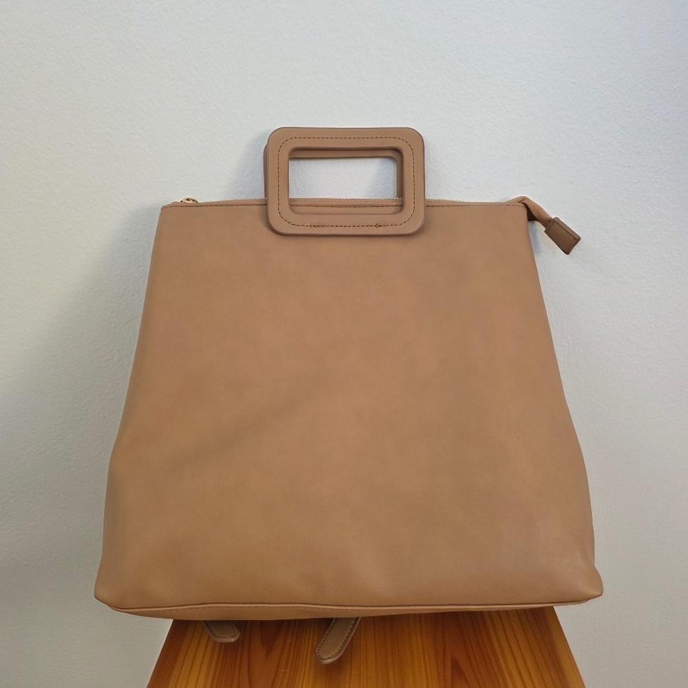 Summer & Rose Vegan Leather Backpack Tote Bag in Beige - NWOT